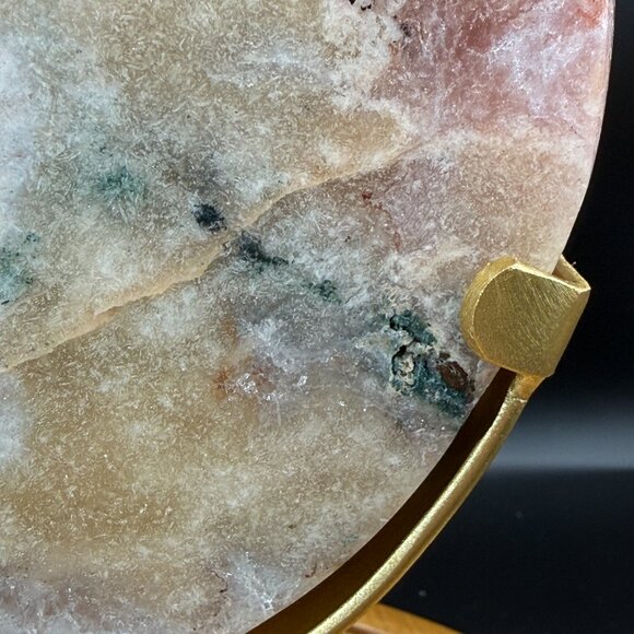 Pink Amethyst Green Jasper Agate Moon Face Profile Carving Druzy Crystal Natural - Picture 8 of 9